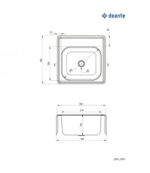Deante Мойка кухонная Techno, нерж.сталь, кадратная, без крыла, 380х390х150мм, чаша - 1, накладная, нерж.