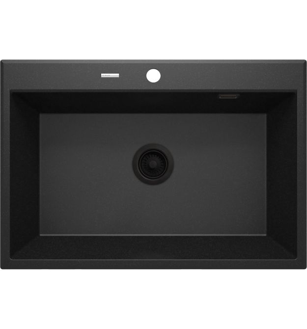 Deante Мойка кухонная Eridan, гранит, прямоугольная, без крыла, 700х520х210мм, чаша – 1, врезная, металлический графит