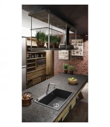 Deante Мойка кухонная Eridan, гранит, прямоугольная, без крыла, 700х520х210мм, чаша – 1, врезная, металлический графит