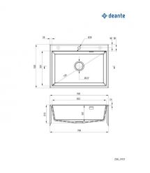 Deante Мойка кухонная Eridan, гранит, прямоугольная, без крыла, 700х520х210мм, чаша – 1, врезная, металлический графит
