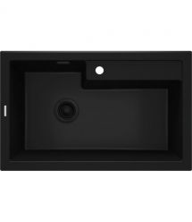 Deante Мойка кухонная Eridan, гранит, прямоугольная, без крыла, 800х500х214мм, чаша – 1, врезная, черная