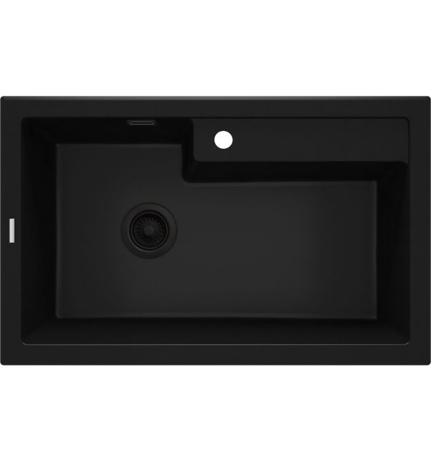 Deante Мойка кухонная Eridan, гранит, прямоугольная, без крыла, 800х500х214мм, чаша – 1, врезная, черная