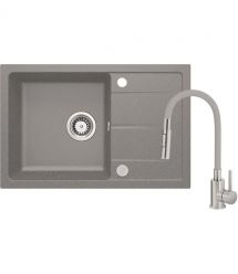 Deante Набор для кухни Leda, гранитная мойка ZRD_S113+смеш. BOC_S740, серый металлик