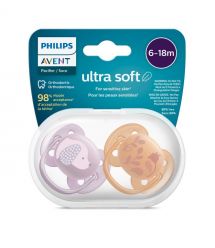 AVENT Philips Avent pacifier SCF091/15 Ultra Soft, 6-18 months, design for girls, 2pcs.