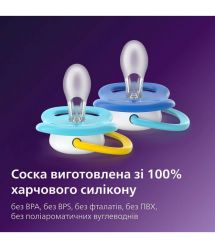 AVENT Philips Avent SCF080/26 Ultra Air pacifier, 6-18 months, 2pcs, boy design.