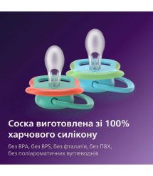 AVENT Philips Avent pacifier SCF087/11 Ultra Air, 6-18 months, 2pcs, design for boys.