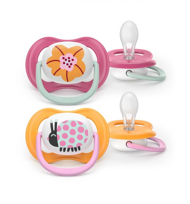 AVENT Philips Avent SCF080/27 Ultra Air pacifier, 6-18 months, 2pcs, girl design.