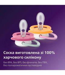 AVENT Philips Avent SCF080/27 Ultra Air pacifier, 6-18 months, 2pcs, girl design.