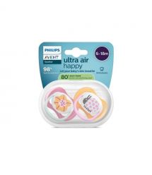 AVENT Philips Avent SCF080/27 Ultra Air pacifier, 6-18 months, 2pcs, girl design.