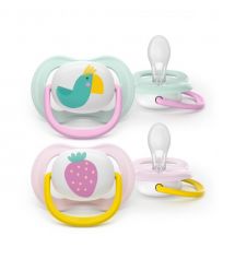AVENT Philips Avent SCF080/24 Ultra Air Pacifier, 0-6 months, 2pcs, girl design.