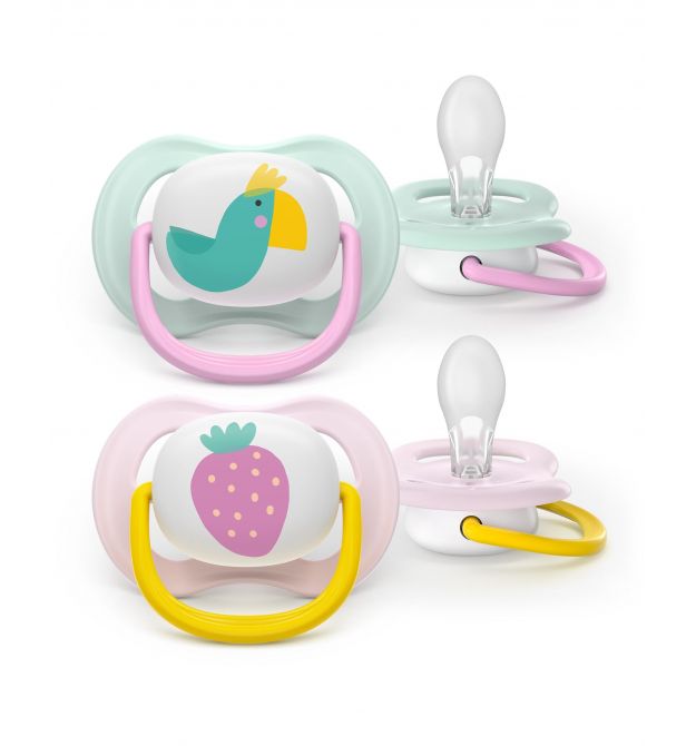 AVENT Philips Avent SCF080/24 Ultra Air Pacifier, 0-6 months, 2pcs, girl design.