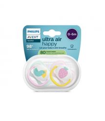 AVENT Philips Avent SCF080/24 Ultra Air Pacifier, 0-6 months, 2pcs, girl design.