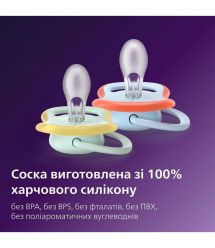 AVENT Philips Avent SCF080/23 Ultra Air Pacifier, 0-6 months, 2pcs, boy design.