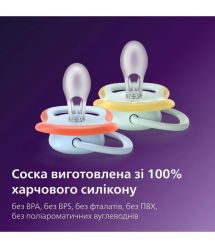 AVENT Philips Avent SCF087/02 Ultra Air pacifier, 0-6 months, 2pcs, boy design.