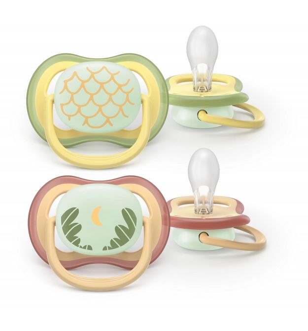 AVENT Philips Avent SCF376/27 Ultra Air Nighttime Pacifier, 0-6 months, 2pcs, neutral design.