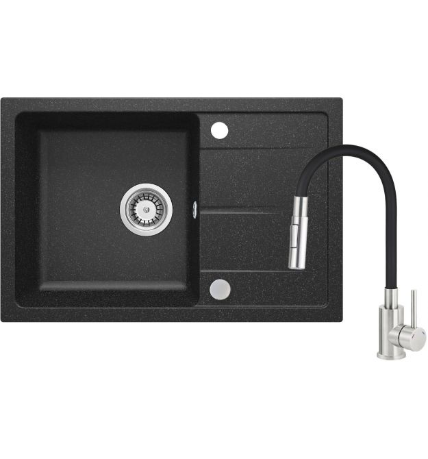 Deante Набір для кухні Leda, гранітна мийка ZRD_2113 + зміш. BOC_B740, графіт