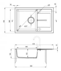 Deante Набір для кухні Leda, гранітна мийка ZRD_2113 + зміш. BOC_B740, графіт