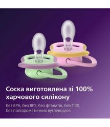 AVENT Philips Avent pacifier SCF087/13 Ultra Air, 6-18 months, 2pcs, design for girls.