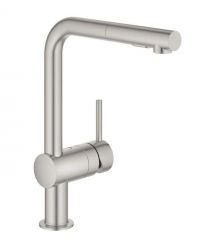 Grohe Змішувач для кухні Vento, довж.виливу - 295 мм, поворотний, 1 важіль, супер сталь