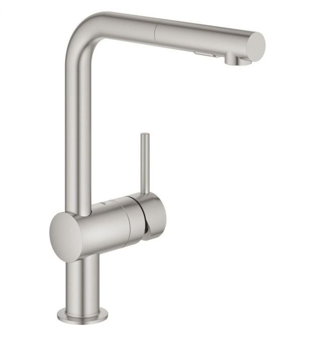 Grohe Змішувач для кухні Vento, довж.виливу - 295 мм, поворотний, 1 важіль, супер сталь