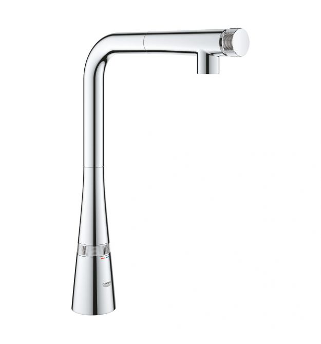 Grohe Змішувач для кухні Scala Smart Control, довж.виливу - 318мм, поворотний/витяжний, кнопка/обертова рукоять, хром