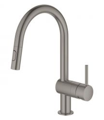 Grohe Змішувач для кухні Minta, довж.виливу - 185мм, поворотний/витяжний, графіт темний матовий