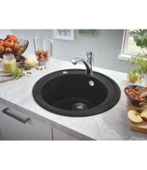 Grohe Мийка кухонна K200, композит, кругла, без крила, 380х200мм, чаша - 1, врізна, чорний граніт