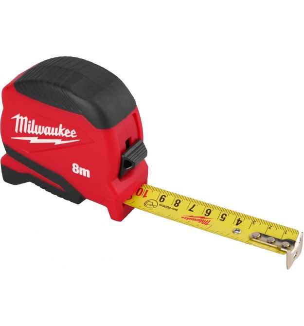 Milwaukee Pro Compact tape measure, 8mx25mm, with winding lock, ABS plastic
