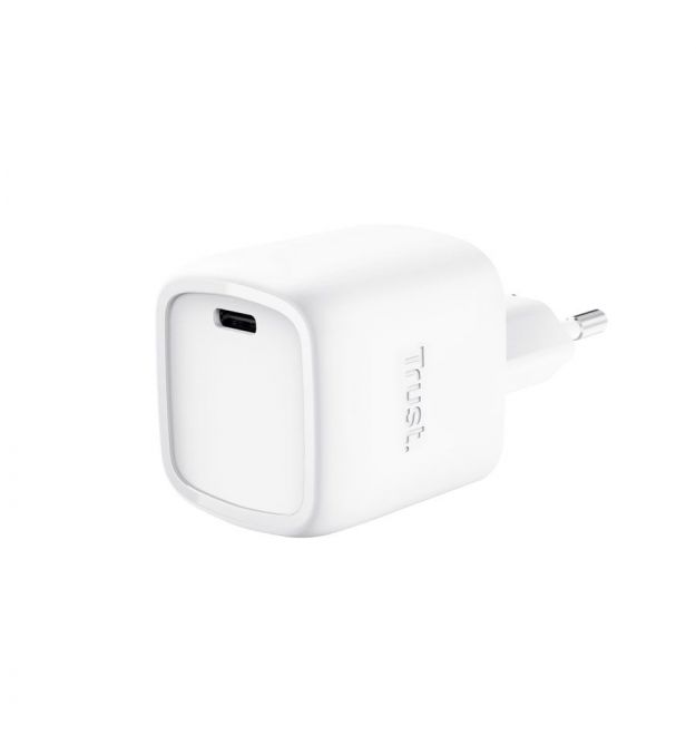 Trust Зарядний пристрій мережевий Trust Maxo 30Вт, GaN, USB-C, PD/PPS, білий