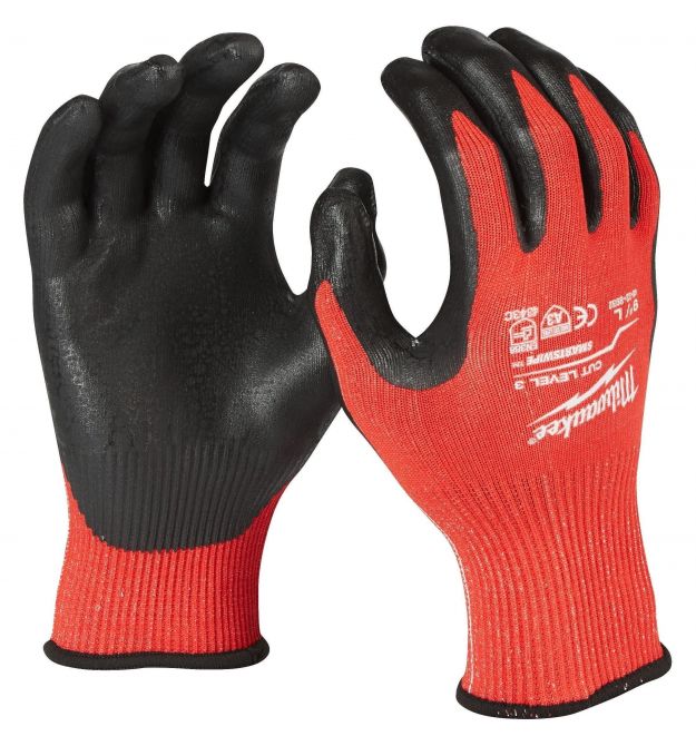 Milwaukee nitrile coated work gloves, smartswipe, size 9/L, black