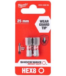 Milwaukee Shockwave Bits, Set of 2, Hex8x25mm