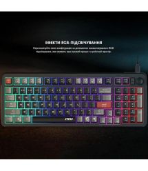 MSI Клавиатура мембранная MSI FORGE GK110 UA 98key, USB-A, EN/UKR/RU, LED, чорний