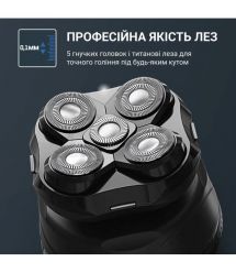 Rowenta Rowenta electric shaver rotary Gentle Bald, razor head-5, Li-Ion, dry+wet, black-blue