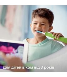 Philips Щетка зубная электр. Philips Sonicare For Kids, 62т. колеб/мин, насадок-2, светло-зеленый