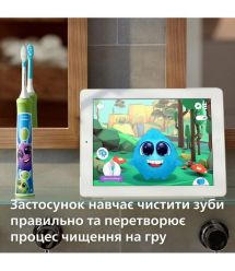 Philips Щетка зубная электр. Philips Sonicare For Kids, 62т. колеб/мин, насадок-2, светло-зеленый