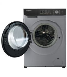 Hitachi Пральна машина фронтальная, 8кг, 1400, A+++, 60см, дисплей, пар, инвертор, люк черный, серебристый