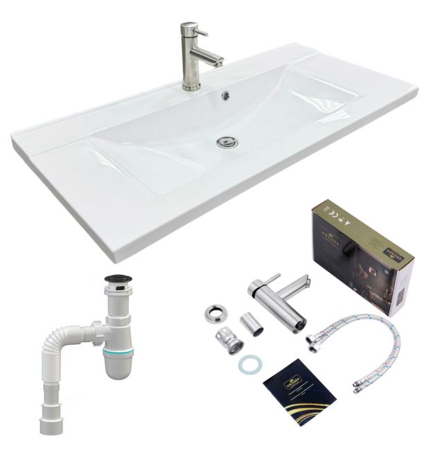 Adamant Набор для ванной комнаты, раковина, умывальник QUANTO 100, искусственн