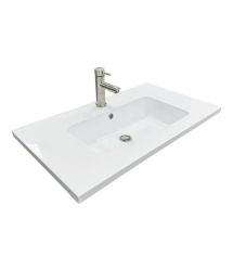 Adamant Набір для ванної кімнати, раковина, умивальник FLATE 80, штучний камінь, прямокут., з сифоном Click-Clack + змішувач