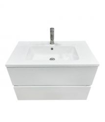 Adamant Набір для ванної кімнати, раковина, умивальник FLATE 80, штучний камінь, прямокут., з сифоном Click-Clack + змішувач