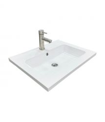 Adamant Набір для ванної кімнати, раковина, умивальник FLATE 60, штучний камінь, прямокут., з сифоном Click-Clack + змішувач