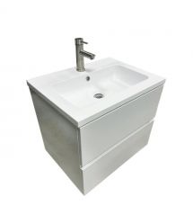 Adamant Набір для ванної кімнати, раковина, умивальник FLATE 60, штучний камінь, прямокут., з сифоном Click-Clack + змішувач