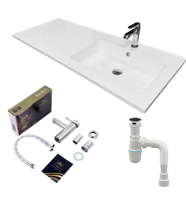Adamant Набор для ванной комнаты, раковина, умывальник FLATE 120R, искусственн