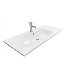 Adamant Набір для ванної кімнати, раковина, умивальник FLATE 100, штучний камінь, прямокут., з сифоном Click-Clack + змішувач