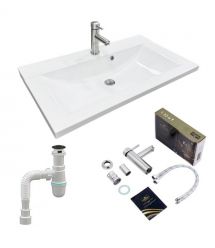 Adamant Набор для ванной комнаты, раковина, умывальник QUANTO 80, искусственн