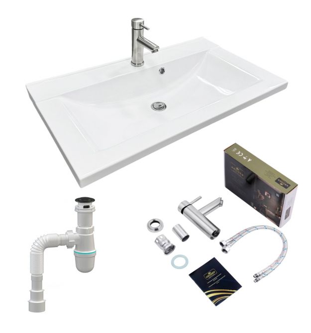 Adamant Набор для ванной комнаты, раковина, умывальник QUANTO 80, искусственн