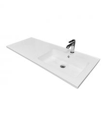 Adamant Набір для ванної кімнати, раковина, умивальник FLATE 120L, штучний камінь, прямокут., з сифоном Click-Clack + змішувач