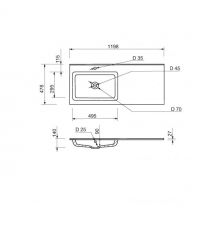 Adamant Набір для ванної кімнати, раковина, умивальник FLATE 120L, штучний камінь, прямокут., з сифоном Click-Clack + змішувач