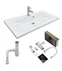 Adamant Набор для ванной комнаты, раковина, умывальник QUANTO 90, искусственн