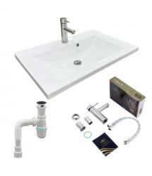 Adamant Набор для ванной комнаты, раковина, умывальник QUANTO 70, искусственн