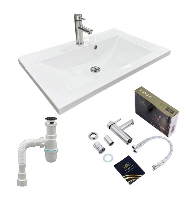 Adamant Набор для ванной комнаты, раковина, умывальник QUANTO 70, искусственн